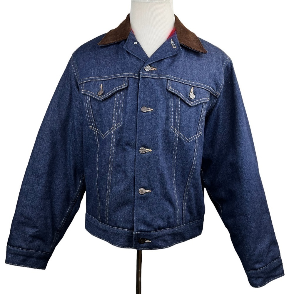 Roebucks Sears Men’s Western Wear Denim Jean Button Up Lined Jacket